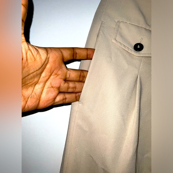 Zara Pleated Straight Leg Dress Pants | Sandy Brown Large - Picture 4 of 5